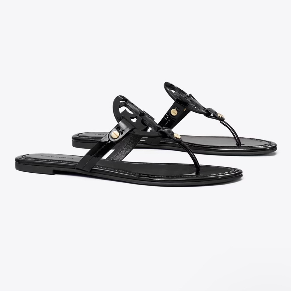 Miller Patent Sandal in Black.